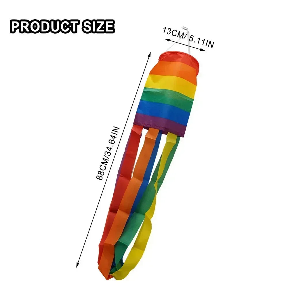 100D FABRIC 35 X 5 X 5 Inch 5 Feet Porch Deck 88 X 13 X 13cm Party Decoration Polyester Rainbow Windsock Backyard