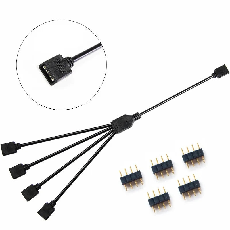 RGB Extended Line 12V AURA 4Pin 5V ARGB 3Needle  LED Light Tap Line Motherboard Fan Aperture Strip Chassis RGB  Cable