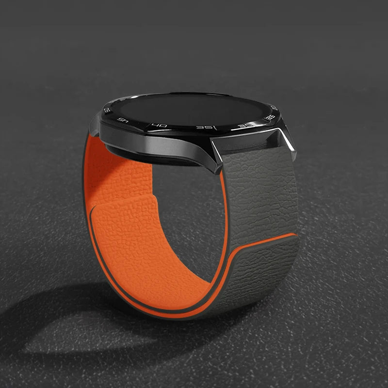 Magnetic Loop Strap For Samsung Galaxy Watch 7/6/5/4 Classic Silicone Lychee pattern 18mm 20mm 22mm Bracelet HUAWEI GT3-4-5 Band