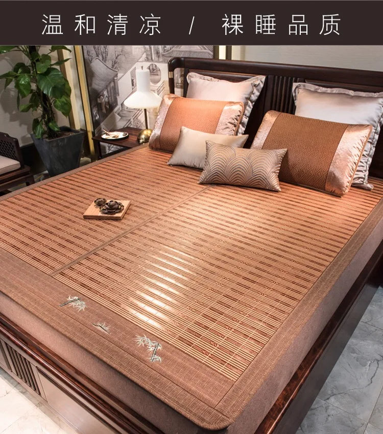 Carbonized bamboo mat, foldable bamboo mattress, student dormitory double-sided rattan mat 1.5m1.8m straw mat