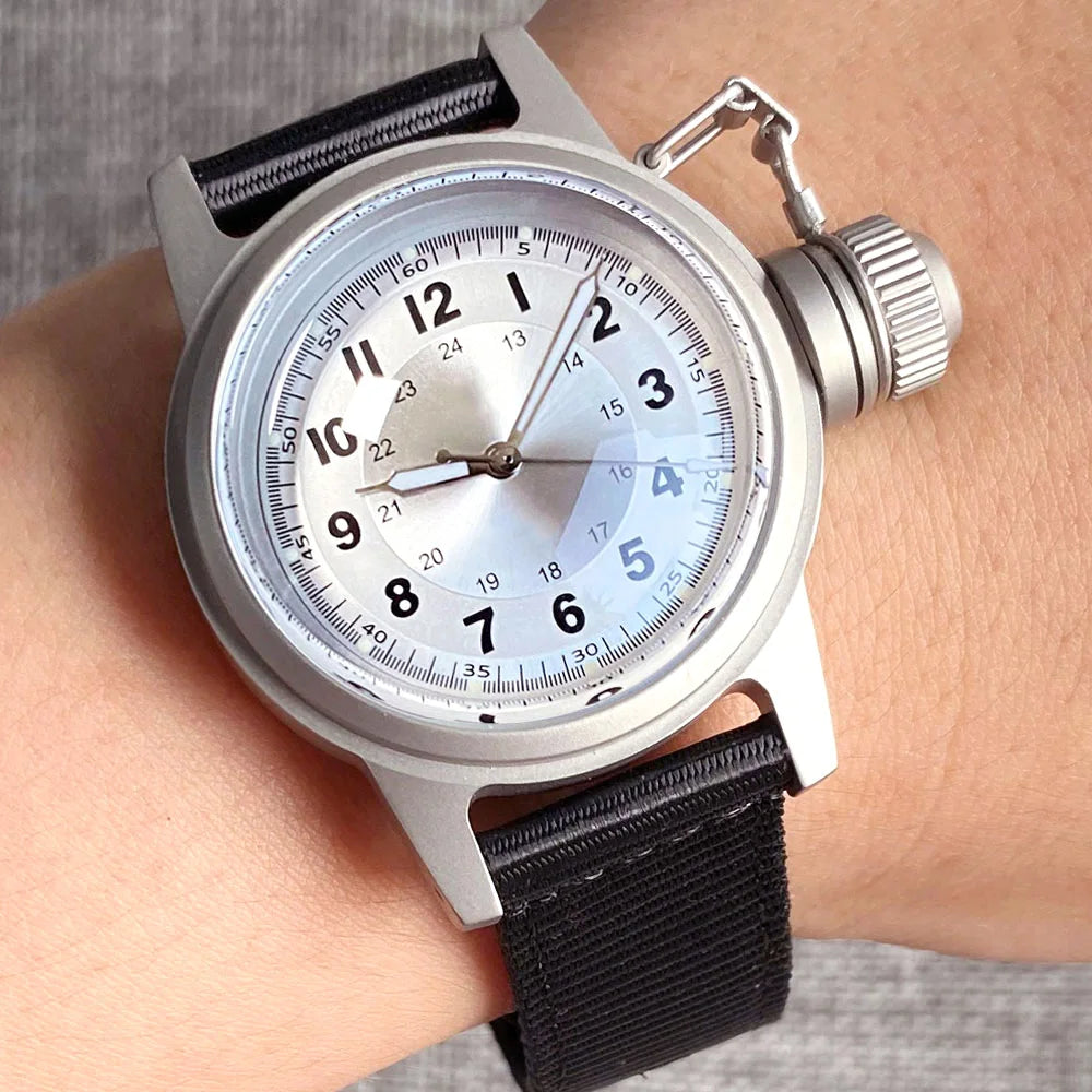 Tandorio NH35A 36mm Automatic Men Watch Diver Movement 20Bar Waterproof Wristwatch Big Crown Domed Sapphire Glass Nylon Band