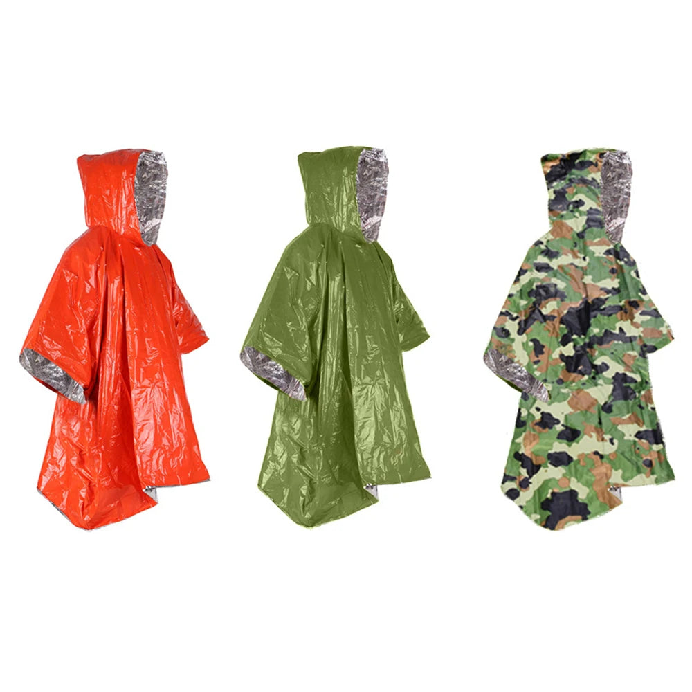 Outdoor Multifunction Raincoat Camping Raincoat Waterproof Survival Emergency Reflective Clothing Camping Gear