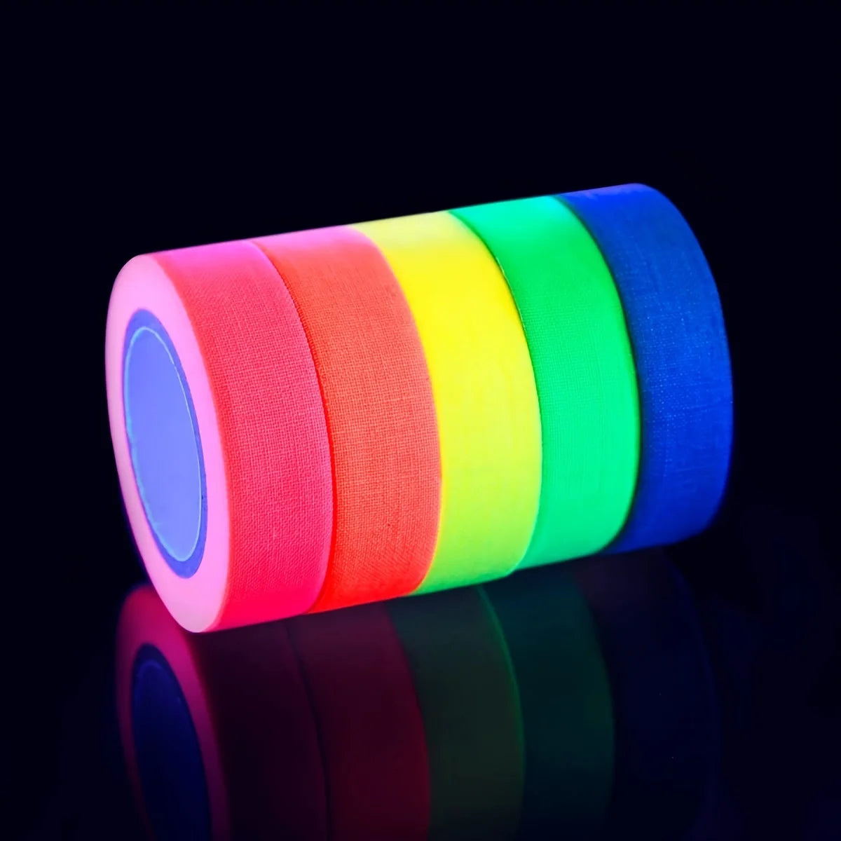 6 Rolls Neon Gaffer Cloth Tape Fluorescent UV Blacklight Glow In The Dark Tape For UV Party Material Hand Account Tape Gift Pack