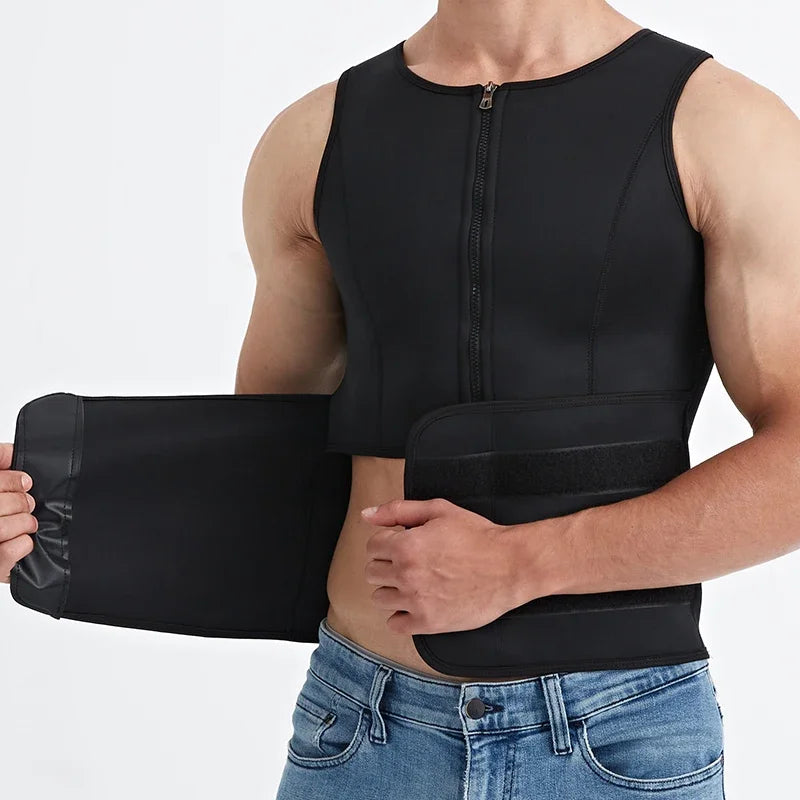 YBFDO Men Sauna Sweat Vest Body Shaper Waist Trainer Vest Shirt Compression Undershirt Shapewear Fat Burner Workout Tank Tops