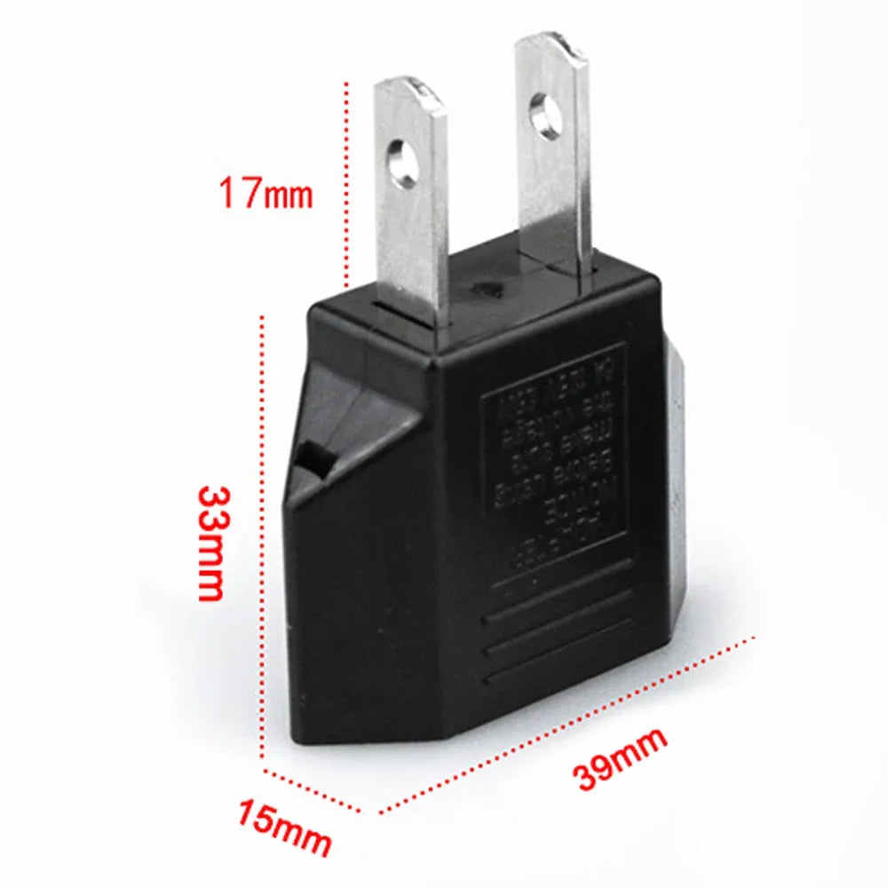 EU Europe to US USA Travel Power Plug Adapter Converter (Black)