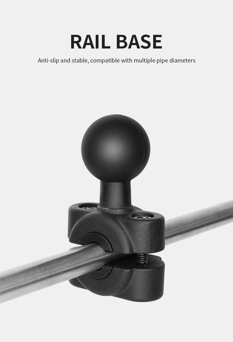 VIN Mounts Flexible Torque Small Rail Base - B Size Anti-Slip for diameter 0.32” to 0.55”- Pipe Phone Mount for Ram Mount