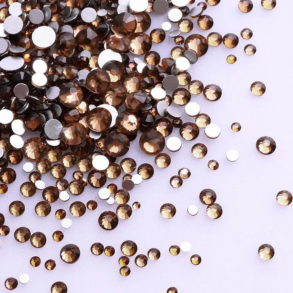 QIIY 1440Pcs Mix Size SS3-SS20 Clear Crystal FlatBack Rhinestones Non-Hotfix Glass Decorations DIY Glitter Stones 3D Nail Art