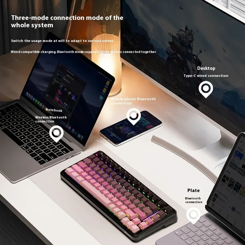 Attack Shark M86rgb Three-Mode Wireless Bluetooth Hot Plug Engraving Mechanical Keyboard Blueberry Axis Surprise Gift