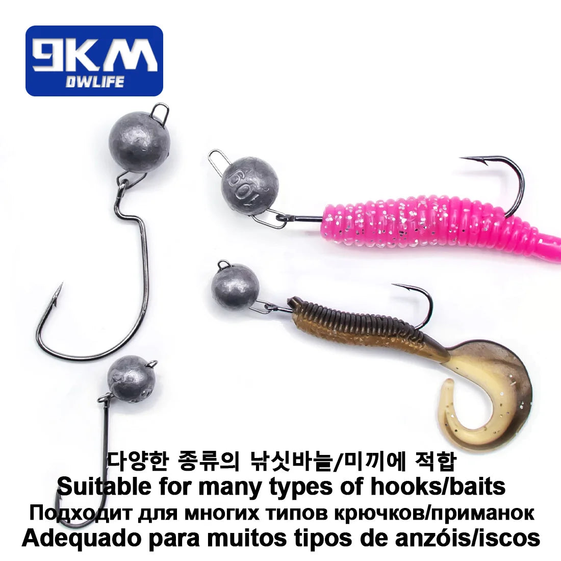 9KM 10Pcs Cheburashka Weights Cheb Ball Sinkers Hook Connector Freshwater