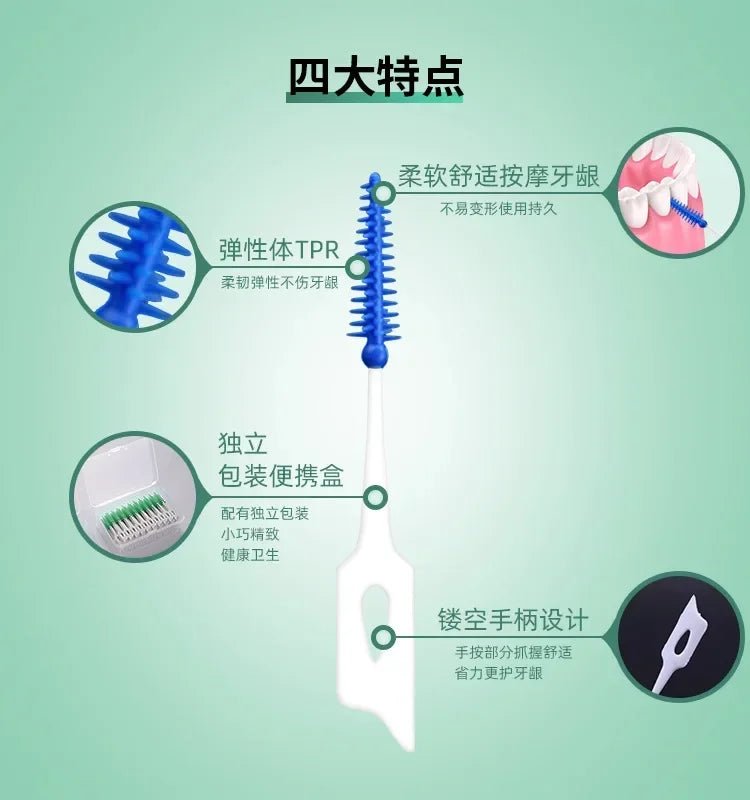 200/400pcs Interdental Silicone Brushes Dental Toothpicks Brush Between Teeth Silicone Toothpicks With Thread Oral Cleaning Tool