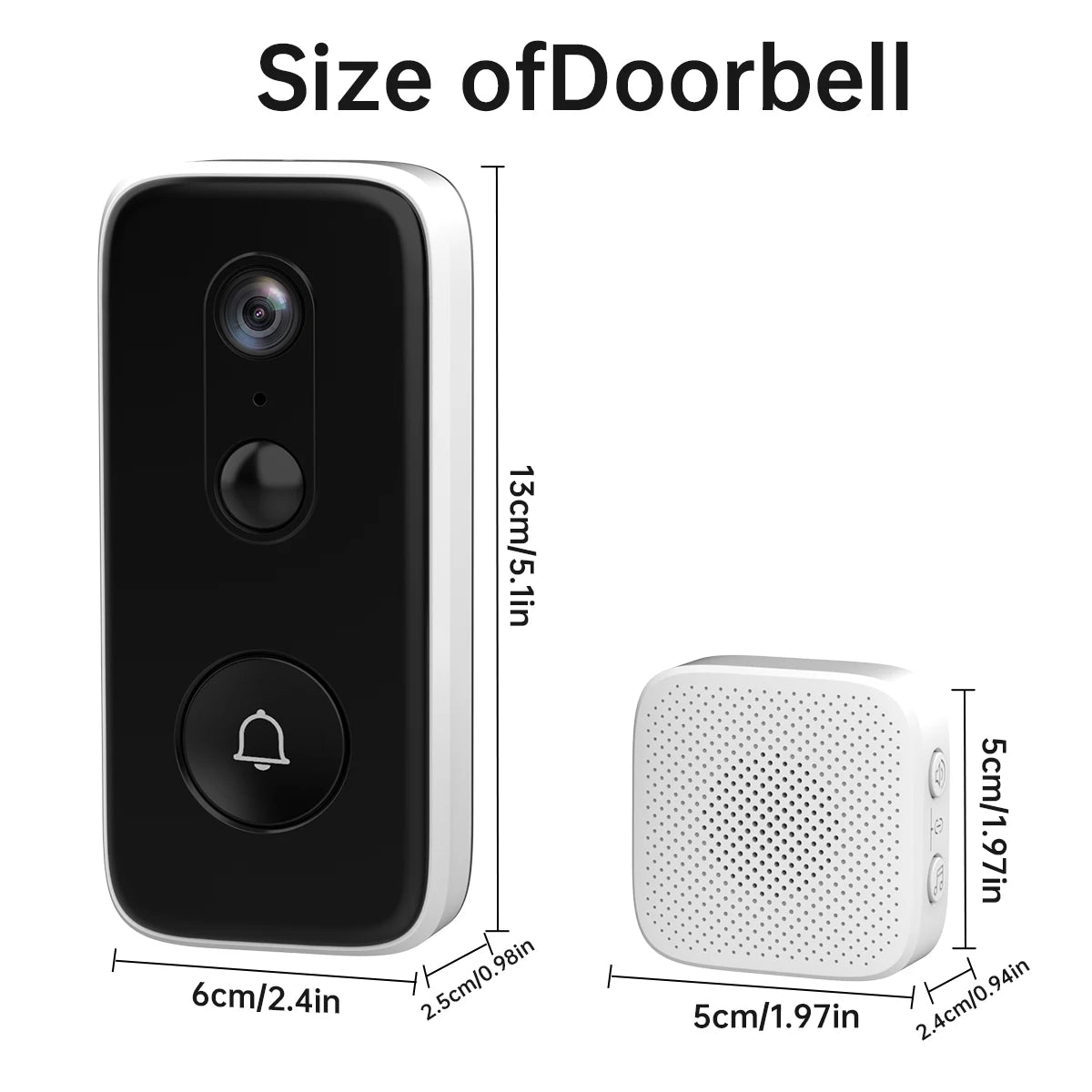 JOOAN 2K HD wireless doorbell camera, smart doorbell video Home Intercom HD night vision 2.4G WIFI rechargeable security doorbel