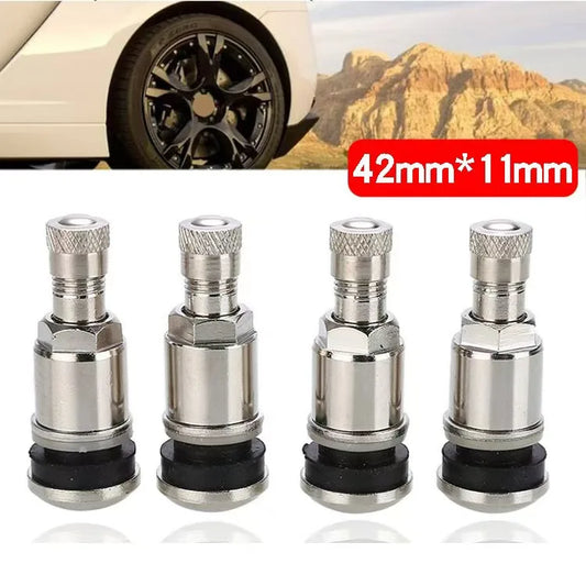4Pcs Bolt-in Stainless Car Motorcycle Wheel Tyre Tire Valve Stems with Dust Caps