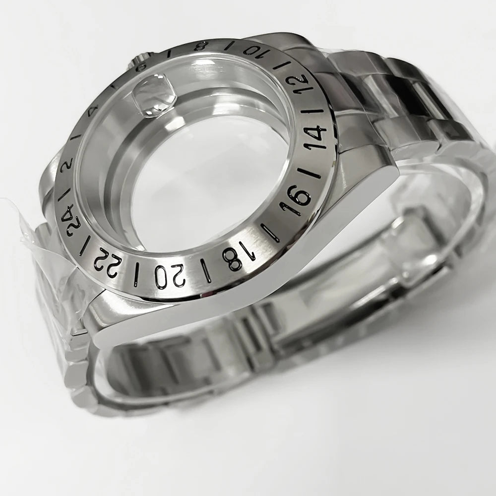 39mm EXP 24 Hours Fixed Bezel NH34 NH35 NH36 NH38 Sapphire Glass Watch Case Solid Bracelet Stainless Steel ETA2824 PT5000 Case