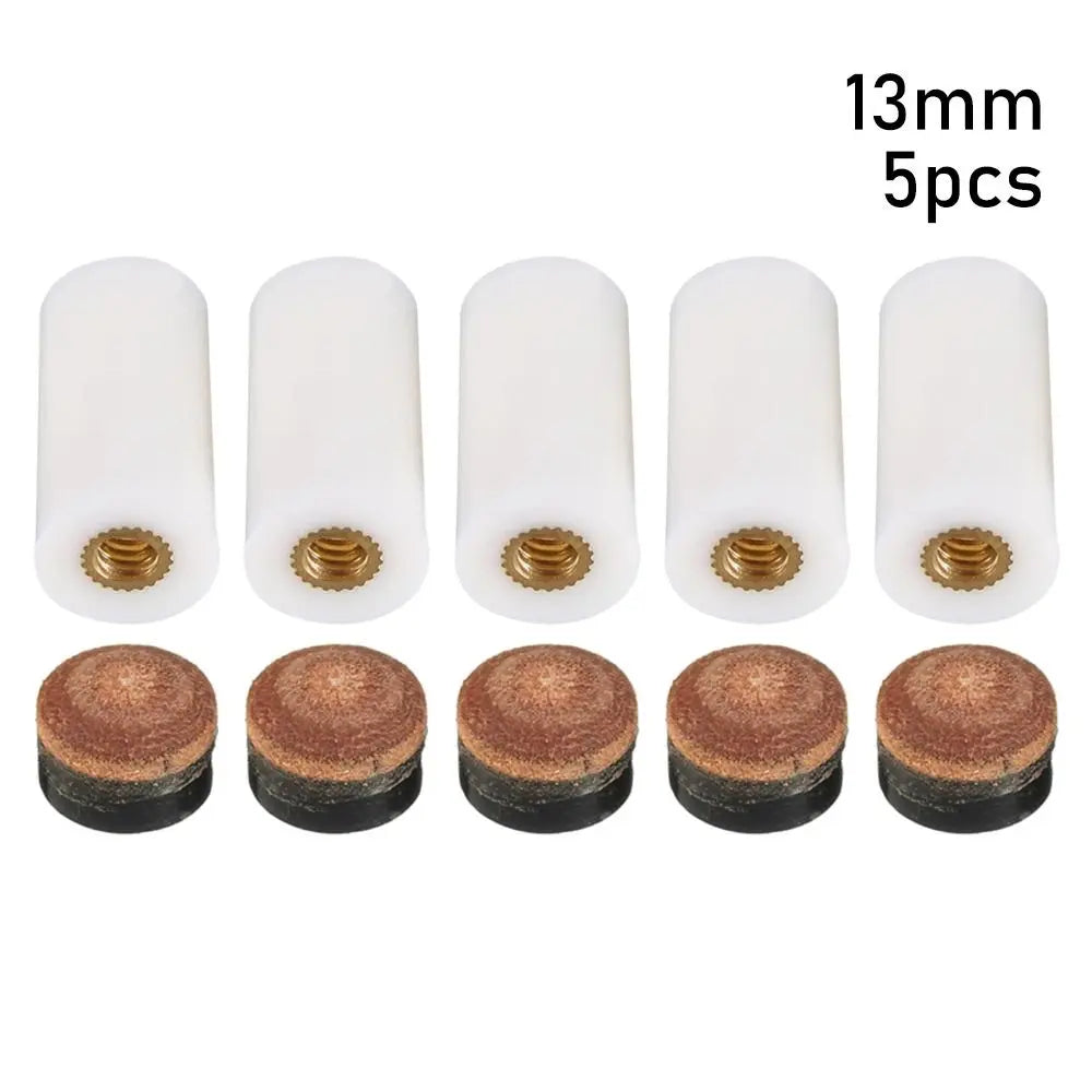 5Pcs/Pack 10/11/12/13mm Billiard Replacement Set Pool Cue Tips Pool Billiard Cue Stick Ferrules Screw-On Tips for Snooker