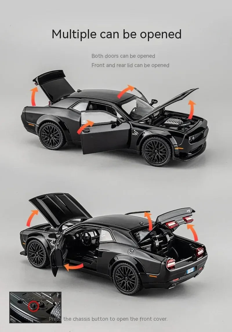 1：32Die-cast Metal Dodge Challenger Toy Car Simulation Model Can Light Up Can Drive Boring Boy's Gift Christmas Gift