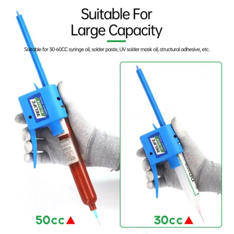 10CC RELIFE RL-062A Welding Oil Needle Booster Manual Glue Gun Press Type Auxiliary Discharge Oil Putter BGA Flux Paste Booster