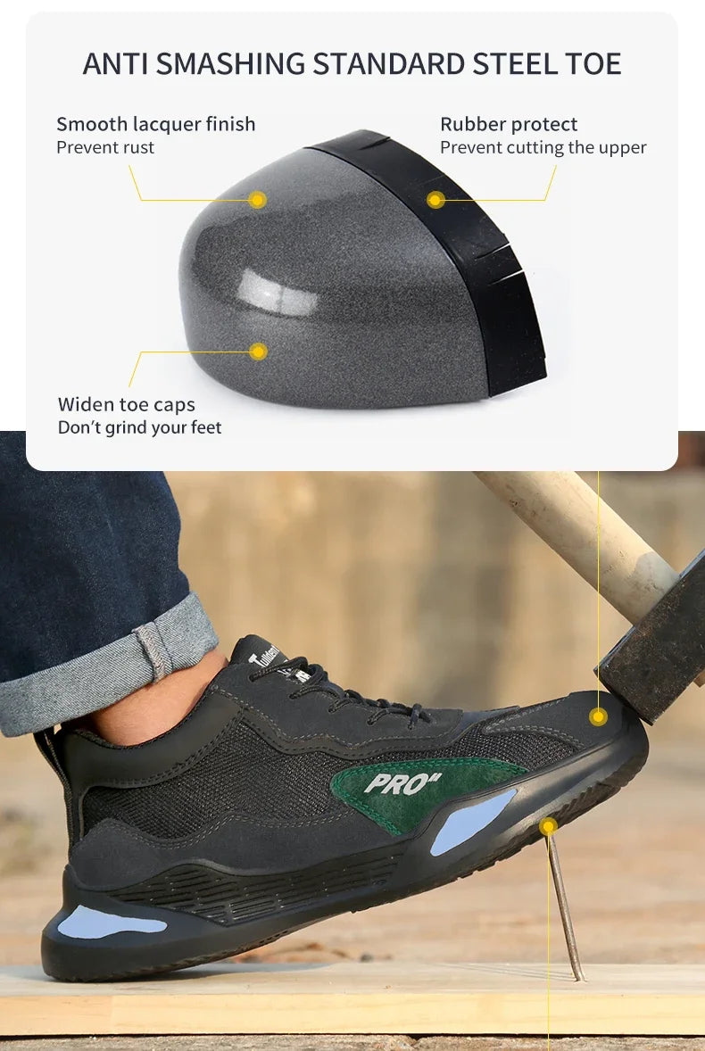 Fashion Safety Shoes Men Boots Steel Toe Shoes Men Puncture-Proof Work Sneakers Male Shoes Work Boots Indestructible Footwear