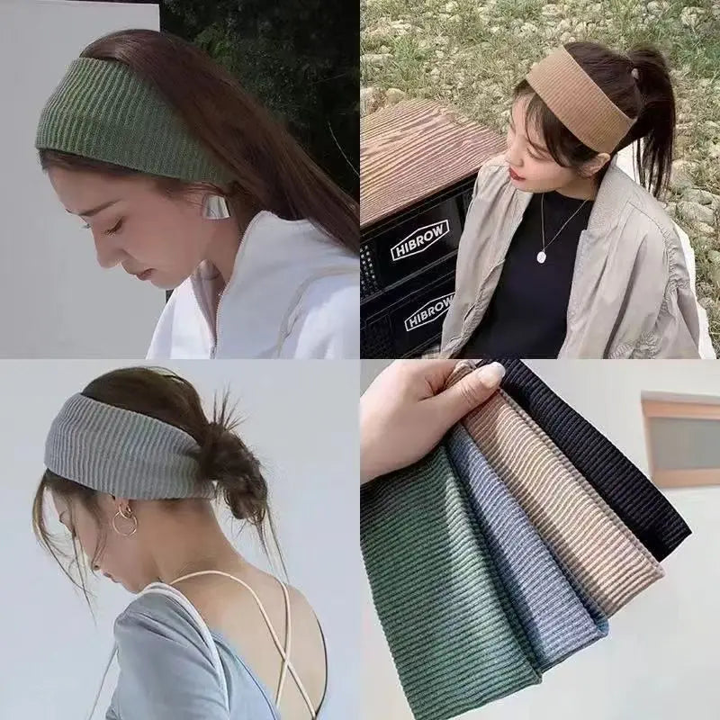 1PC Sports Cycling Wash Face Hairbands Soft Korean Cotton Knitted Headband For Women Girls Bandanas Fashion Hair Accessories.