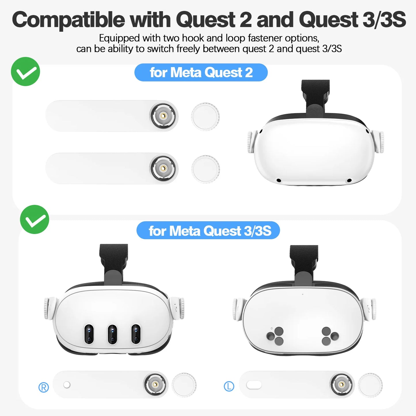 Headband compatible with Oculus Quest 2/Quest 3/3S, VR accessories, replaceable adjustable Elite Headband for enhanced comfort