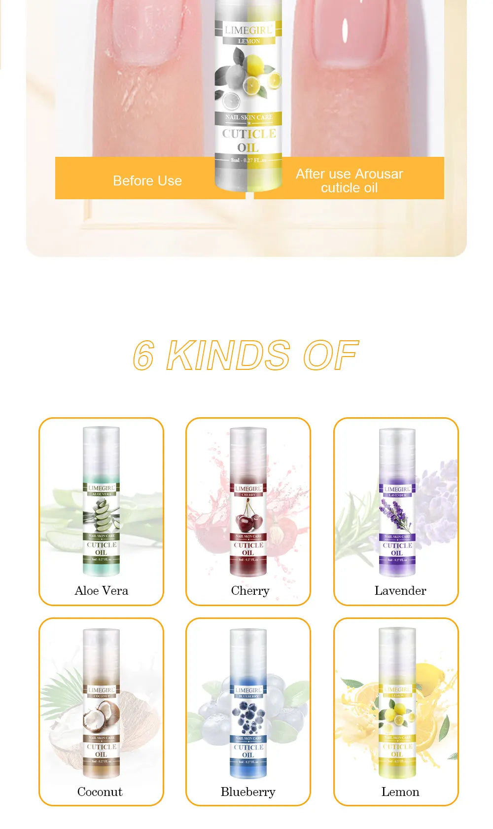 8ml Nail Nutrition Oil Pen 6 Smells Nail Treatment Cuticle Repair Oil Prevent Agnail Nail Polish Nourish Skin Remedy Manicure