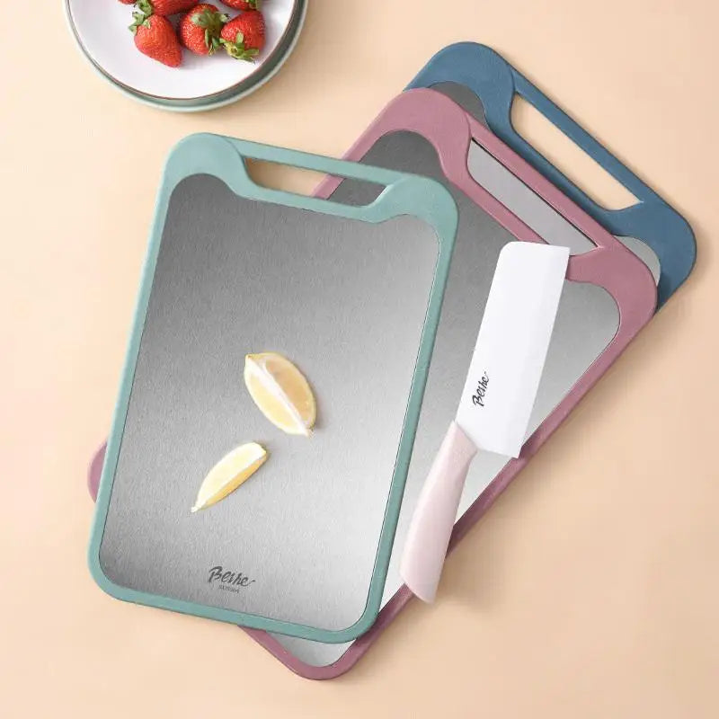 Double-sided Multifunctional Cutting Board Vegetables And Meat Chopping Cutting Board Two Sides Stainless Steel Plastic
