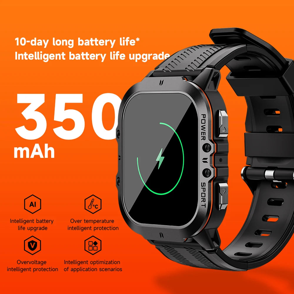 LEMFO New C26 Smart Watch Men AMOLED 1.96 Inch HD Screen Bluetooth Call 100＋ Sports Modes 1ATM Waterproof Outdoor Smartwatch