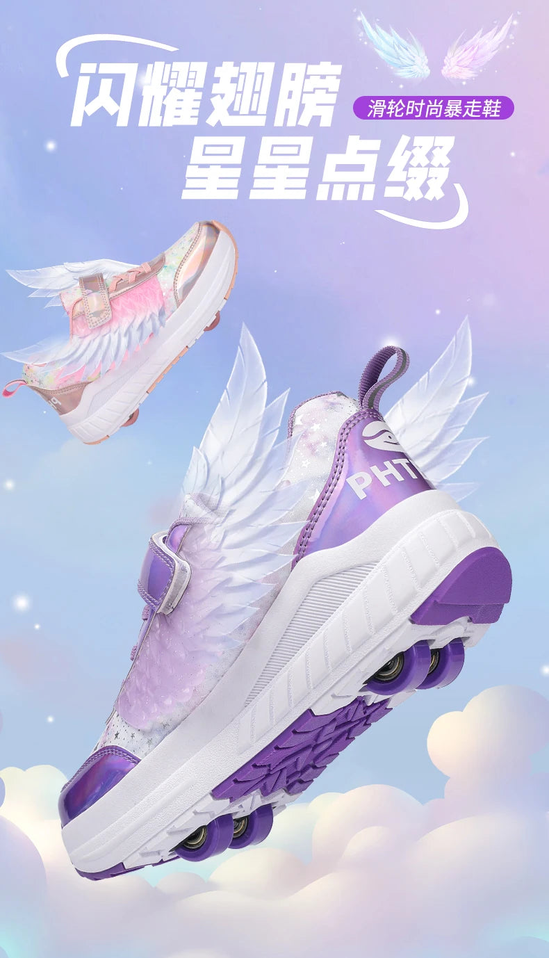 Kids Roller Skate Shoes Snickers With 4-Wheels Children Rollerskates Fashion Outdoor Sports Shoes Girls Boys Gifts