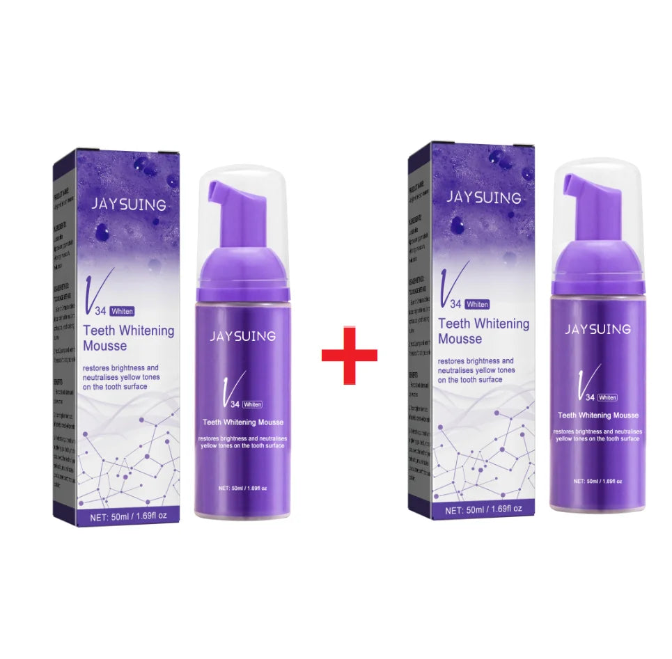 Teeth Whitening Mousse V34 Colour Dental Enamel Care Deep Cleansing Stains Melanin Removal Tooth Bleaching Foam Toothpaste 50ml