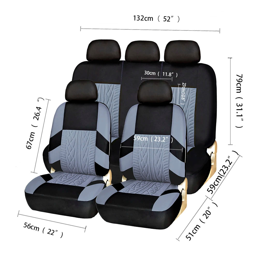AUTO HIGH Embroidery Car Seat Covers Polyester Universal Fit Most Cars Truck SUV Van Protector - Front Pair