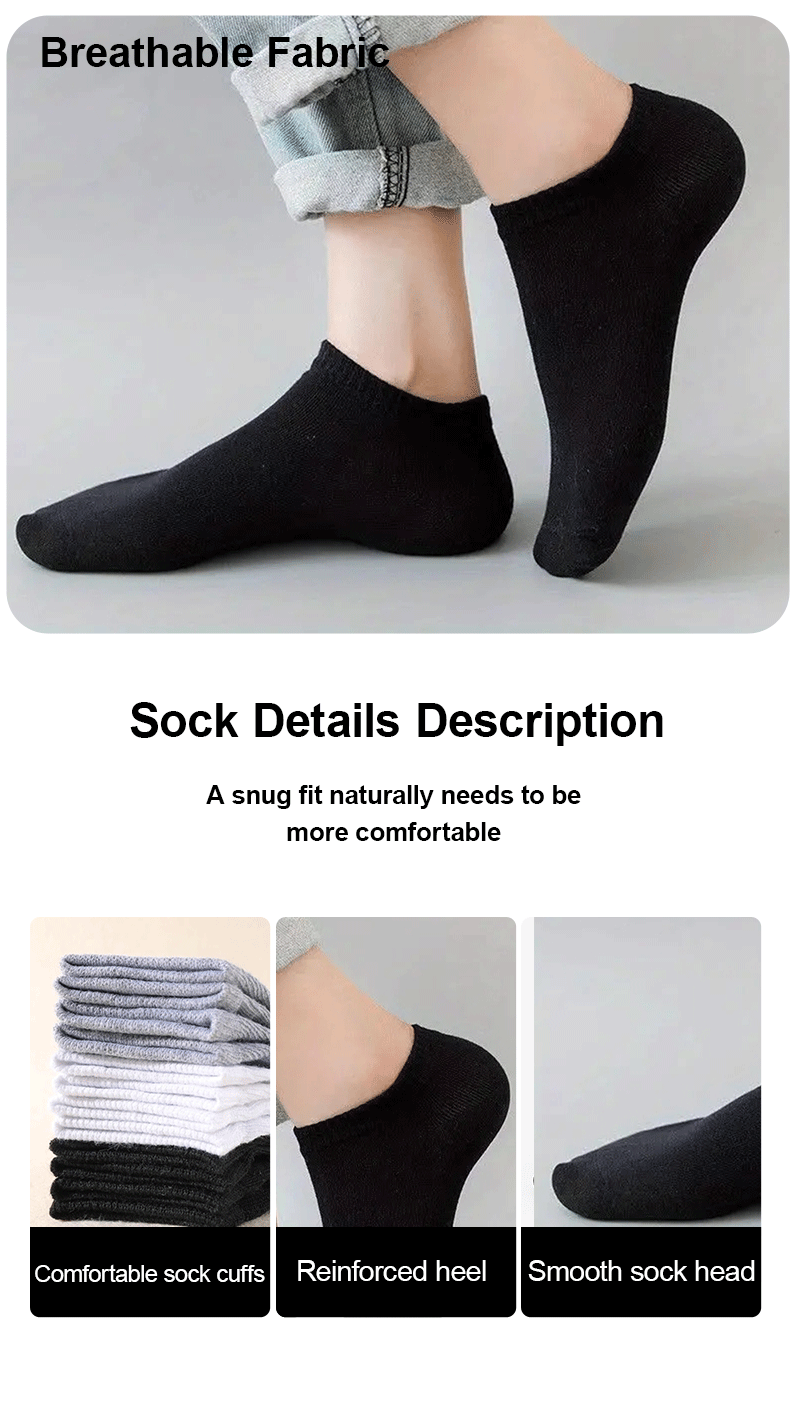 12 Pairs Solid Color Boat Socks Comfortable Breathable High-Quality Men's Business Low Tube Socks Casual Men Slipper Floor Socks