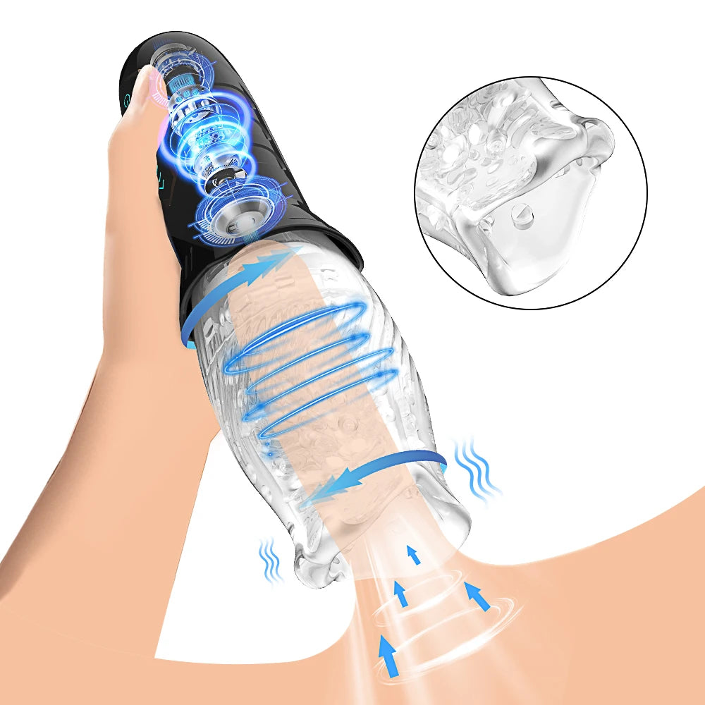 Automatic Rotating Vibrating Male Masturbator Penis Massage Vibrator Real Oral Sex Glans Delay Trainer Masturbation Toys for Men