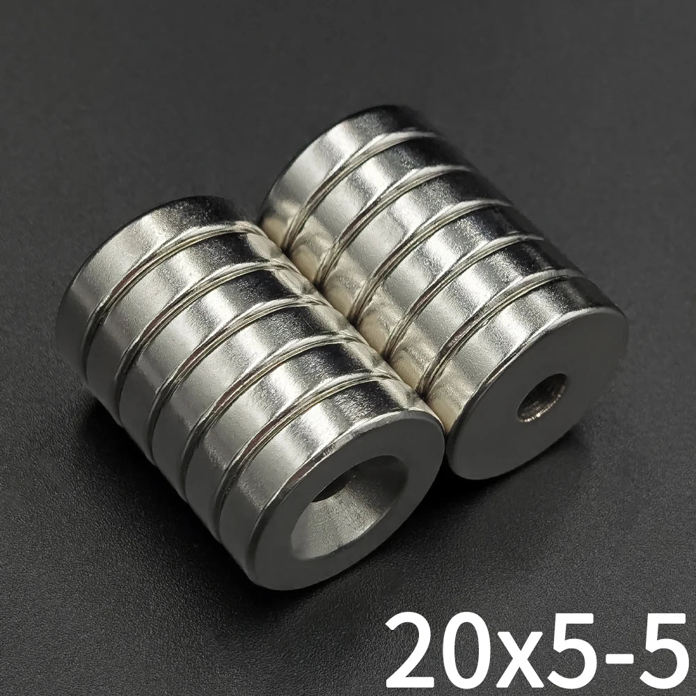 2/5 Pcs 20x5-5 Neodymium Magnet 20mm X 5mm Hole 5mm NdFeB N35 Round Super Powerful Strong Permanent Magnetic Imanes Disc