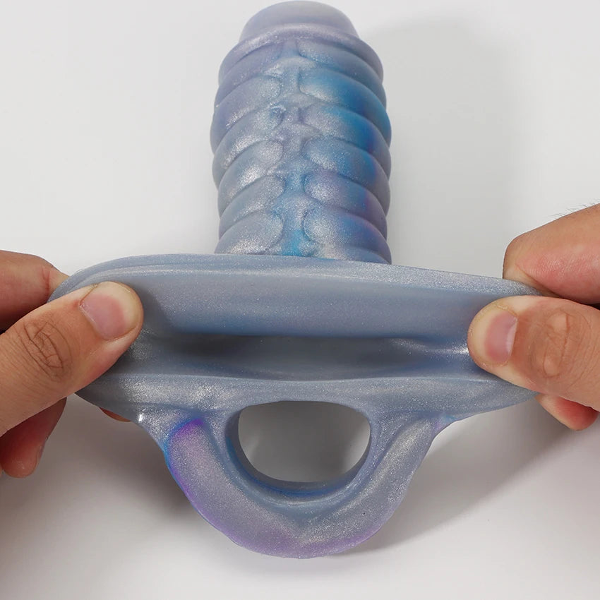 Fantasy Ribbed Dragon Penis Sleeve Soft Silicone Sex Toys Sheath Cock Enlargement Hollow Animal Dildo  Male Masturbator Adult 18
