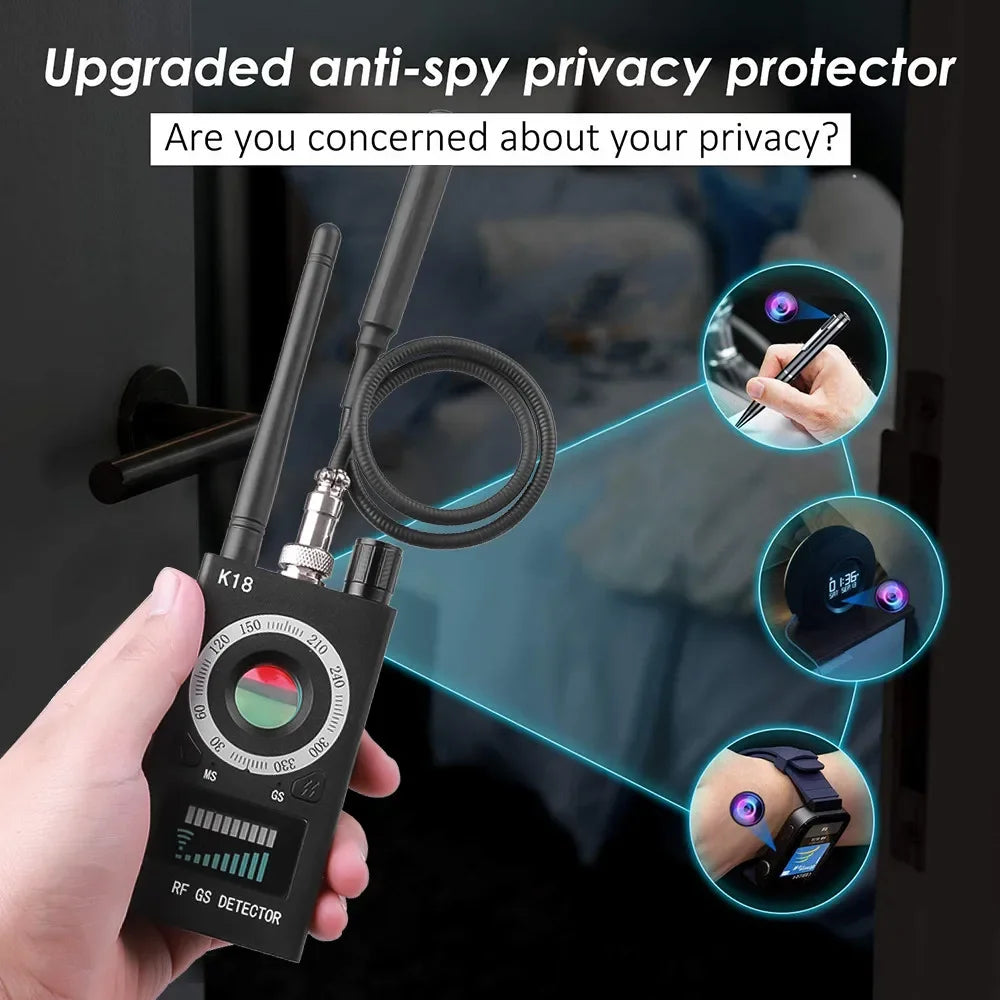 New K18 Multi-function 1MHz-6.5GHz Anti-Candid Cam Wireless Lens Device Finder GSM Audio Bug Finder GPS Signal RF Tracker Detect