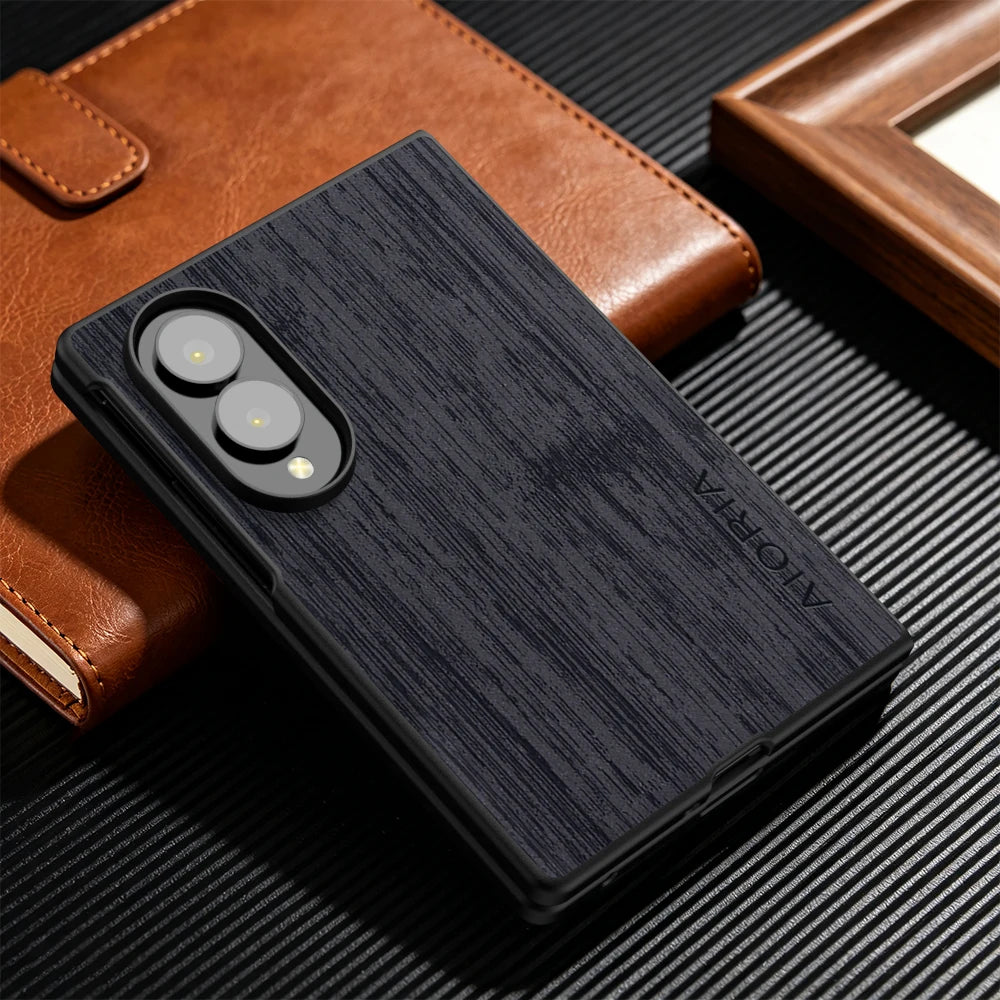 Case for Samsung Galaxy Z Fold 8 Fold8 5G Funda Bamboo Wood Pattern Leather Phone Cover Luxury Coque for Samsung Z Fold8 5G Case