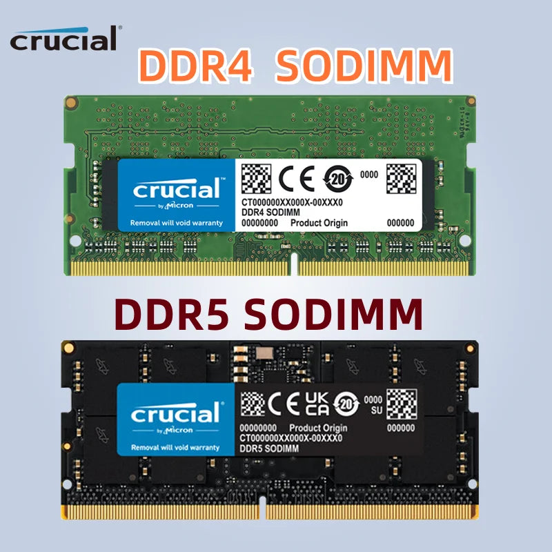 Crucial DDR4 8GB 16GB 3200MHz SODIMM RAM  CL22& DDR5 SODIMM 16GB 32GB 5600MHz CL46 Notebook Memory