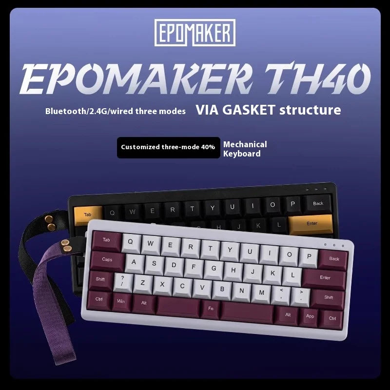 Epomaker Th40 Via Ultra-Compact 40% Layout Hot-Swappable Gasket-Mounted Wired/Bluetooth/2.4g Wireless Mechanical Keyboard