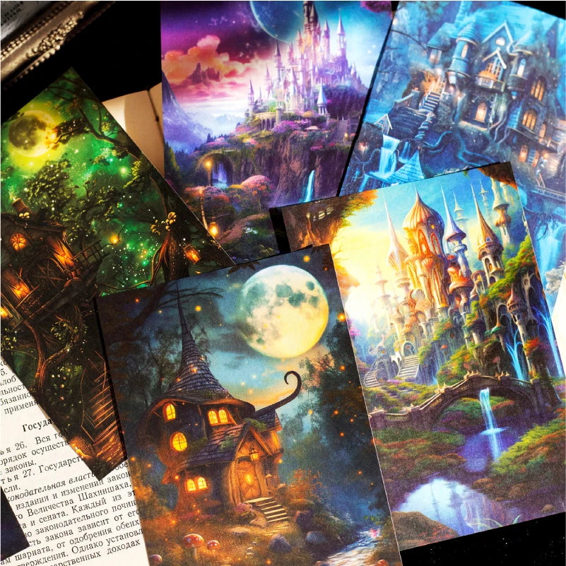 Journal Go 30pcs Fantasy Territory Junk Journal Scrapbooking Material Paper Memo Pads Cards Retro Background Decoration Paper