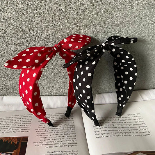 2024 Fashion Trend Women Wide Headband Bow Knot Cross Sweet Korean Style Polka Dot Hairband Cute Hair Hoop Headwear Headdress