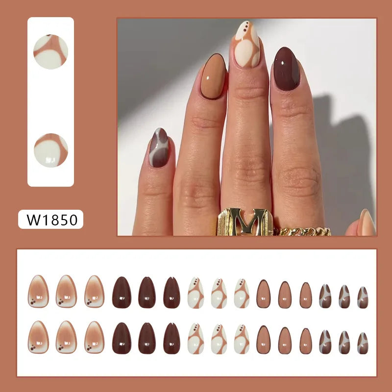 Bean Paste Cat Eyes Press on Nails Pink Gradient Fake Nails Glossy Artificial Finger Manicure Reusable False Nails for Women