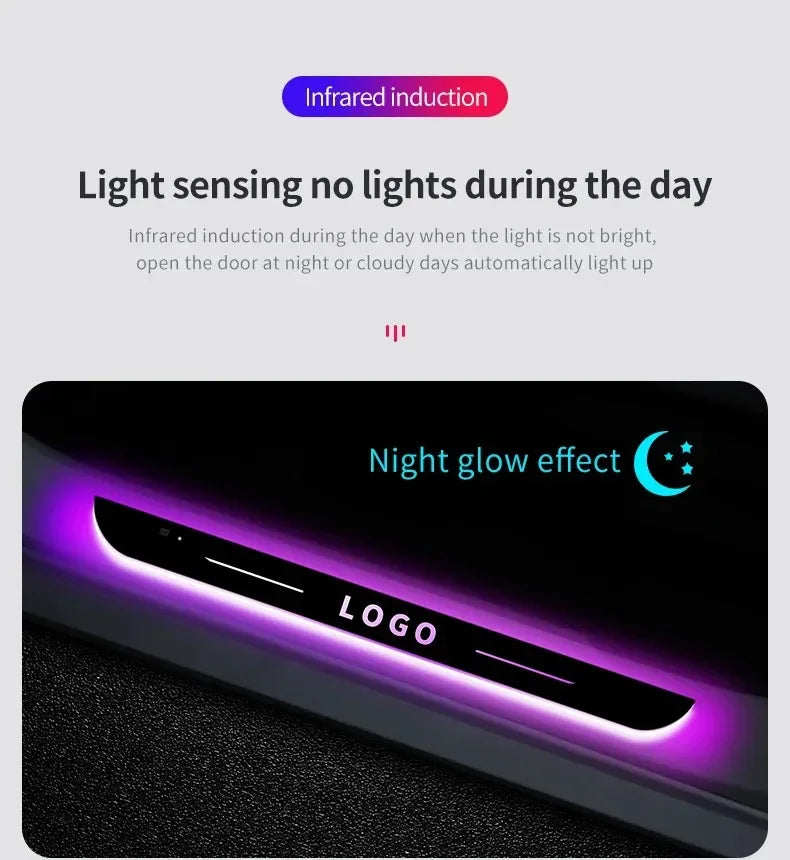 New style Car Door illuminated Sill light Logo Projector Lamp USB Power Wireless LED RGB Welcome Car Scuff Plate Pedal Light