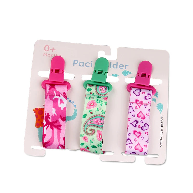 3Pcs/Set Baby Pacifier Clip Pacifier Chain Dummy Clip Nipple Holder for Baby Cartoon Print Child Pacifier Clips Soother Holder