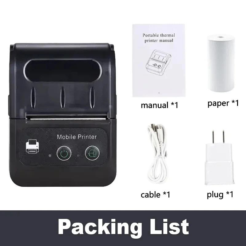 58mm Portable Mini Thermal Printer Receipt Ticket Printer Mobile Pocket Wireless Bluetooth Bill Android Phone PC Printe