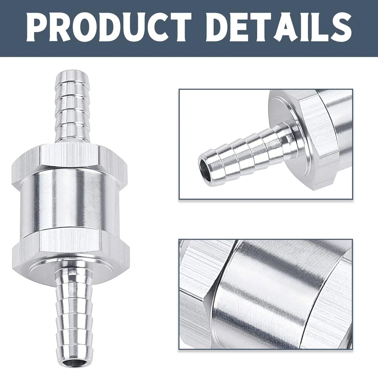 6 8 10 12 14 16mm One-way Non-return Check Valve Fuel Water Gas Air Vacuum Aluminum Alloy Petrol Diesel Water Fuel Line Way