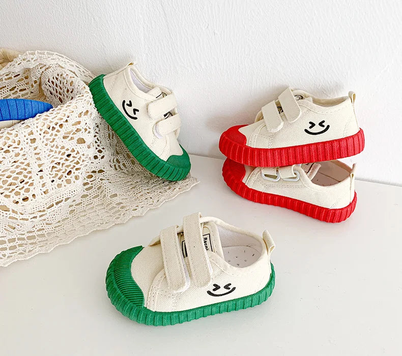 Children Canvas Shoes Baby Soft Indoor Shoes Boys Girls Low-top Caual Shoes Kids Candy Color Hook Shoes