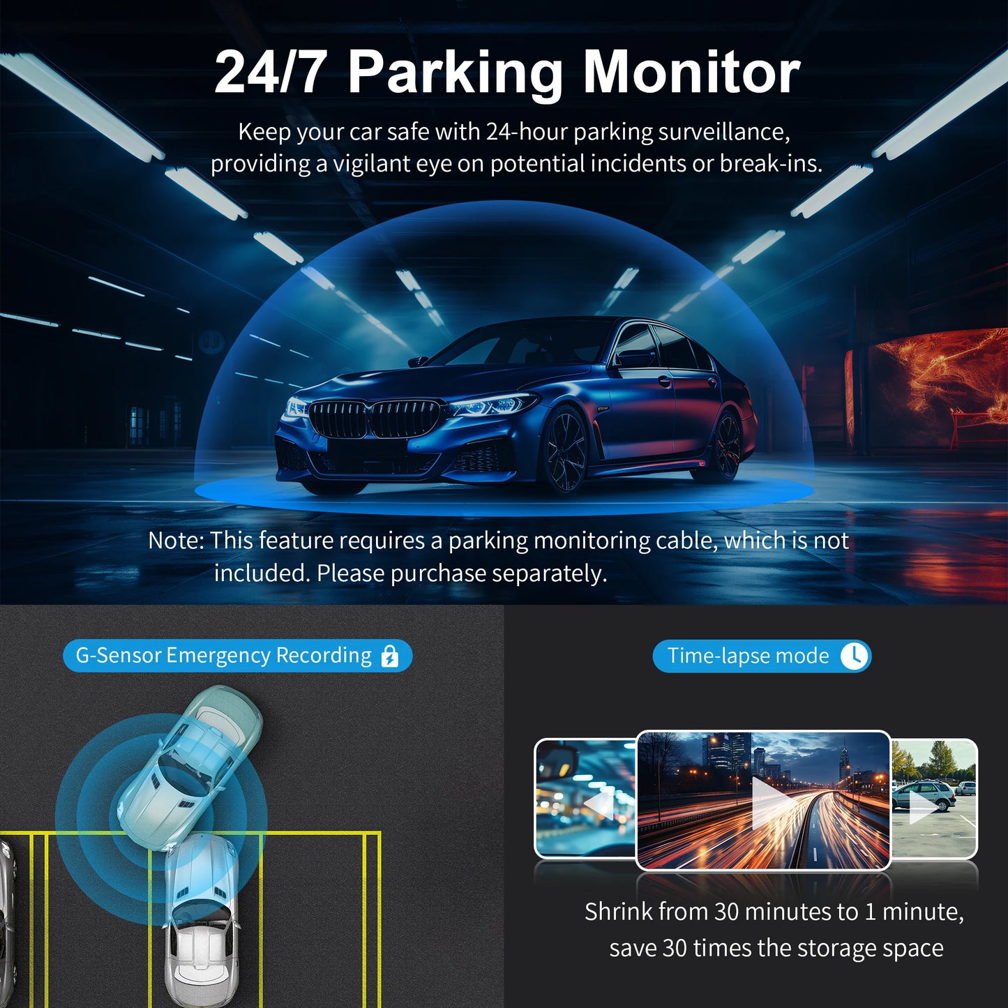 KAWA Car DVR D6 Dash Camera for Car 1440P Video Recorder Voice Control 24H Parking Mode App Control Night Vision Dash Cam