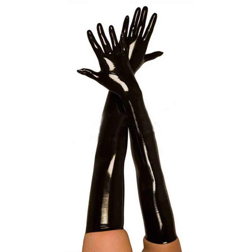 Adult Sexy Long Latex Gloves Black Ladies Hip-pop Fetish Faux Leather Gloves Clubwear Sexy Catsuit Cosplay Costumes Accessory