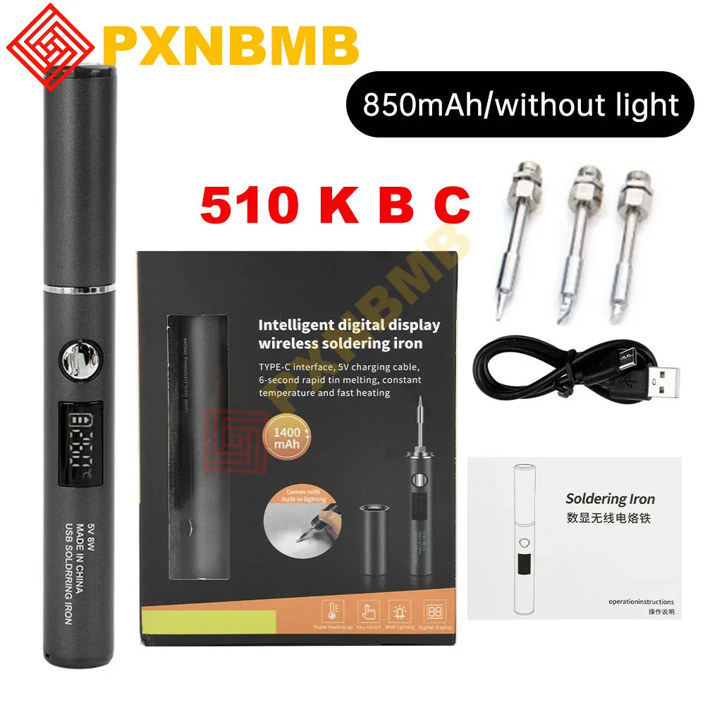 USB Soldering Iron Adjustable Temperature 260-420℃ Electric Soldering Iron Kit 850mAh/1400mAh Battery Solder Welding Iron Tools