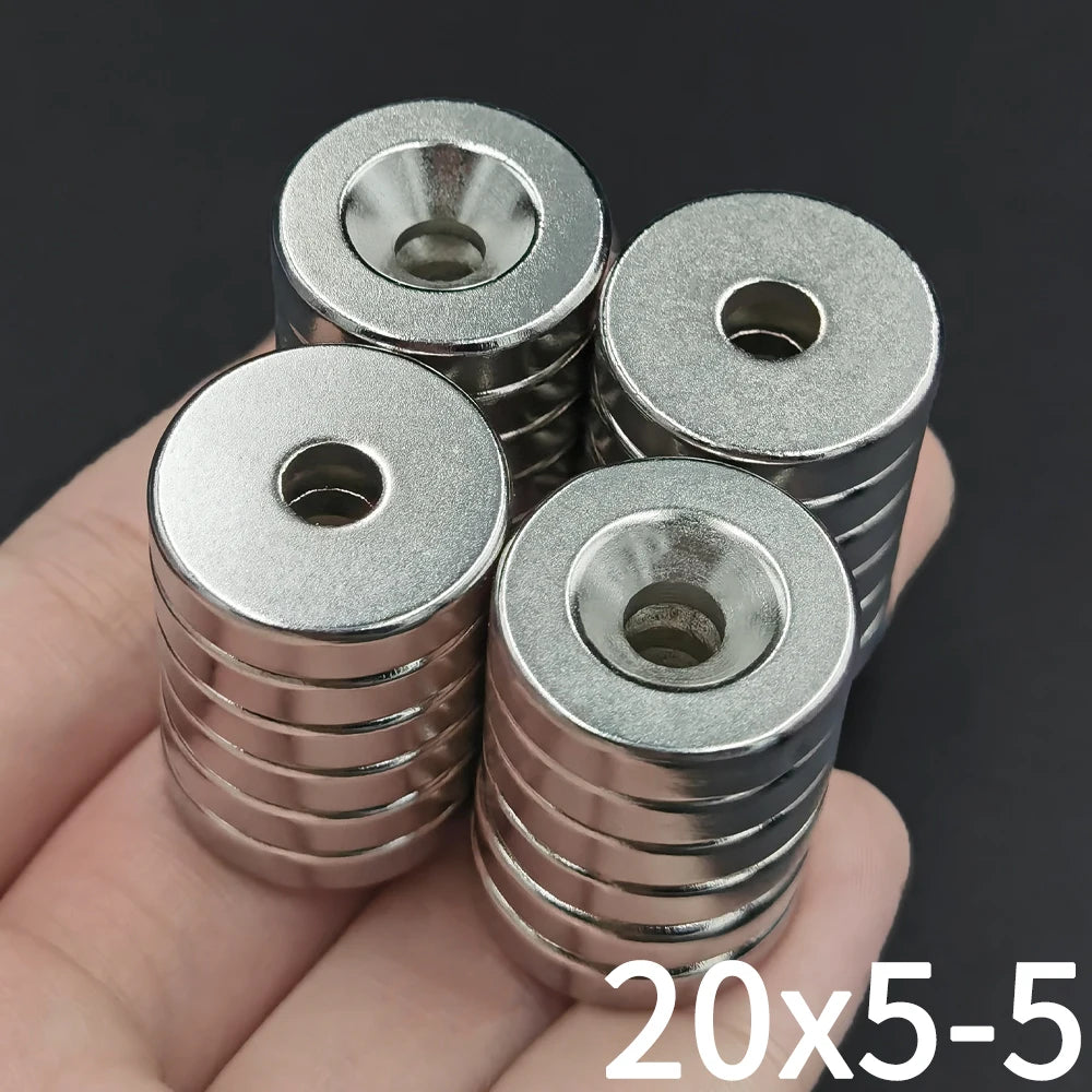 2/5 Pcs 20x5-5 Neodymium Magnet 20mm X 5mm Hole 5mm NdFeB N35 Round Super Powerful Strong Permanent Magnetic Imanes Disc