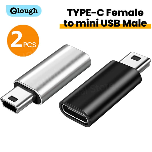 Elough Adapter Type C Female To Mini USB Male Connector For Phone PSP Camera MP3 Data Transfer Mini usb to typ c adaptador